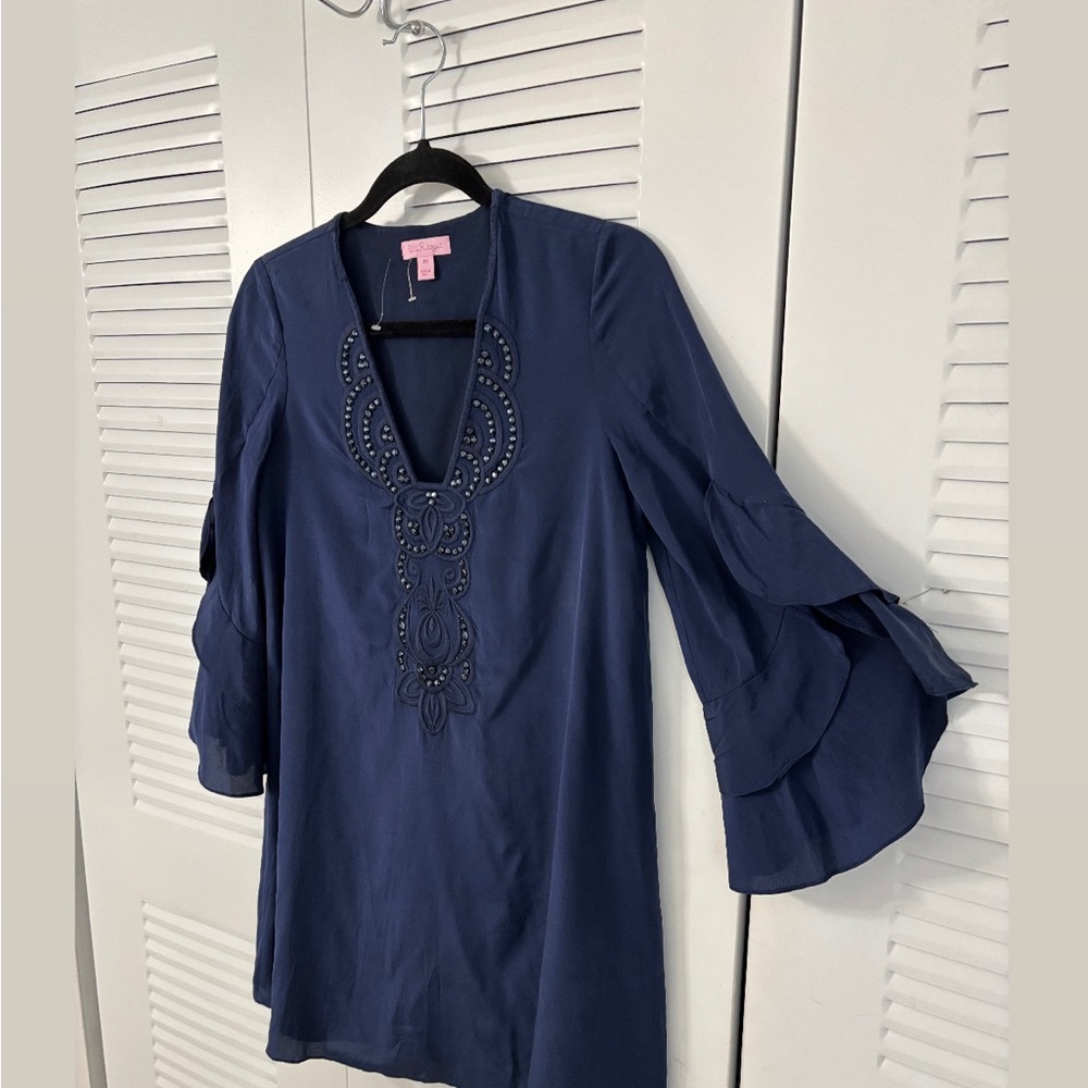 Lilly Pulitzer Navy Dress with Embroidered Detail